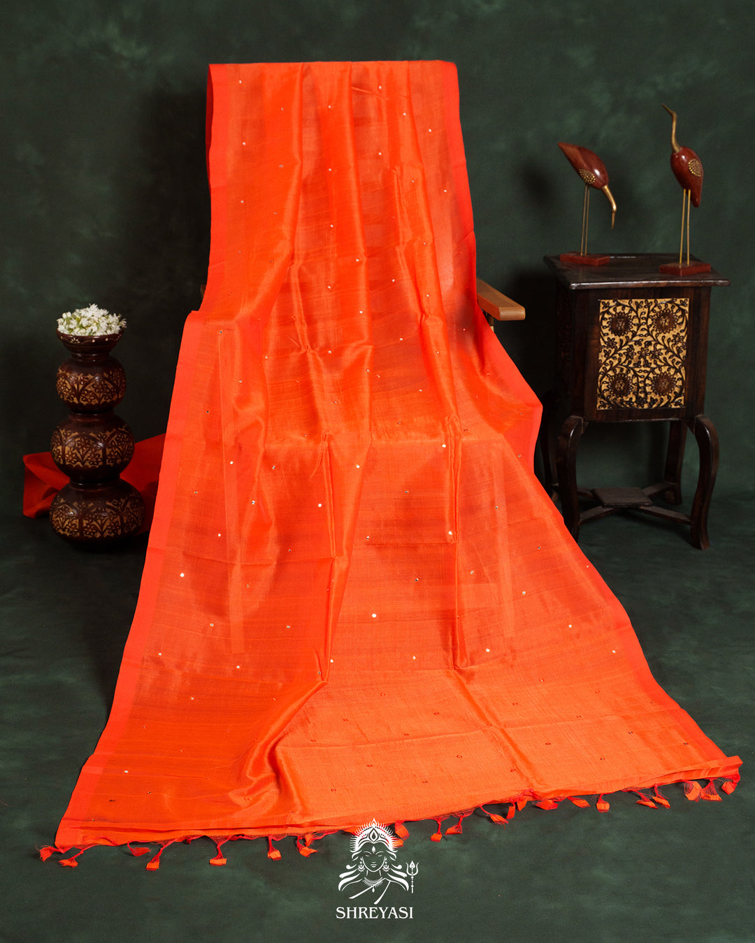 Handloom Pure Mangalagiri Silk Sarees with Mirror Work & Embroidery | Pen Kalamkari Blouse