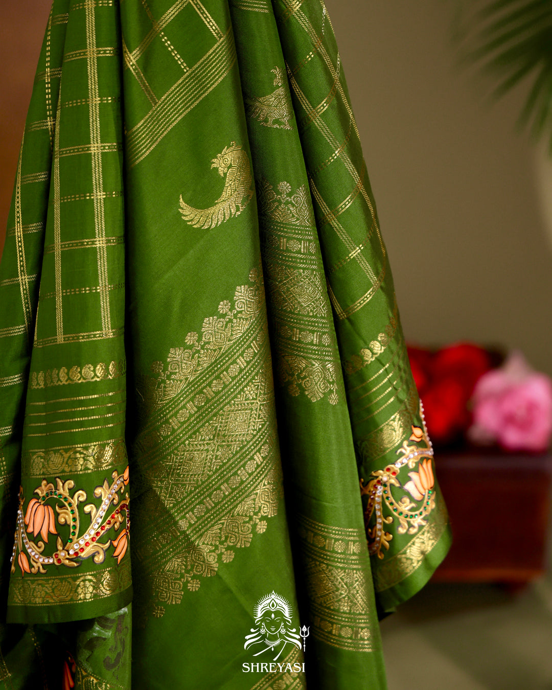 Kanjivaram Silk Saree with Real Zari and Tanjore Artwork