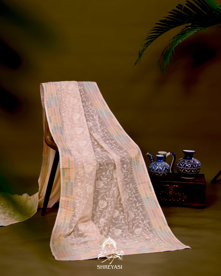 Georgette Saree with Chikankari Inspired Embroidery