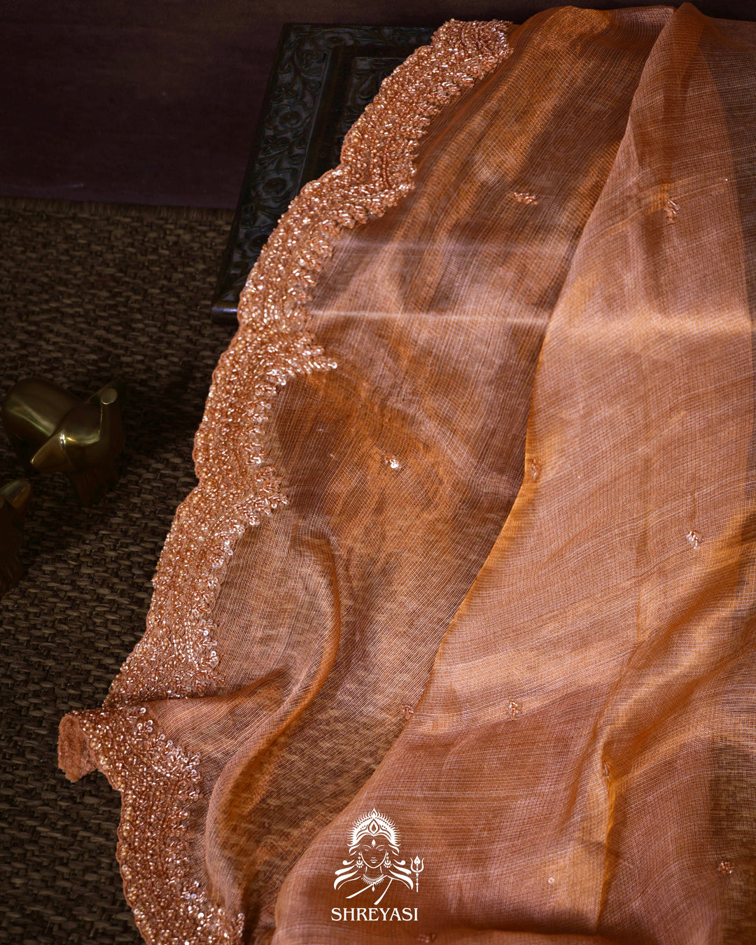 Handloom Pure Tissue Kota Saree with Hand Embroidered Borders