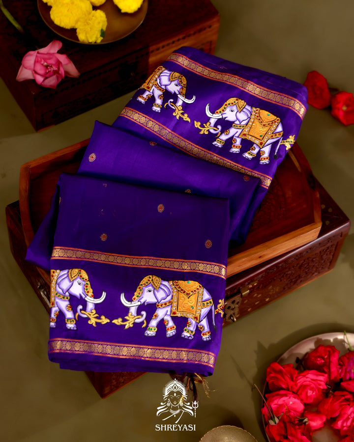Kanjivaram Silk Saree with Real Zari and Tanjore Artwork