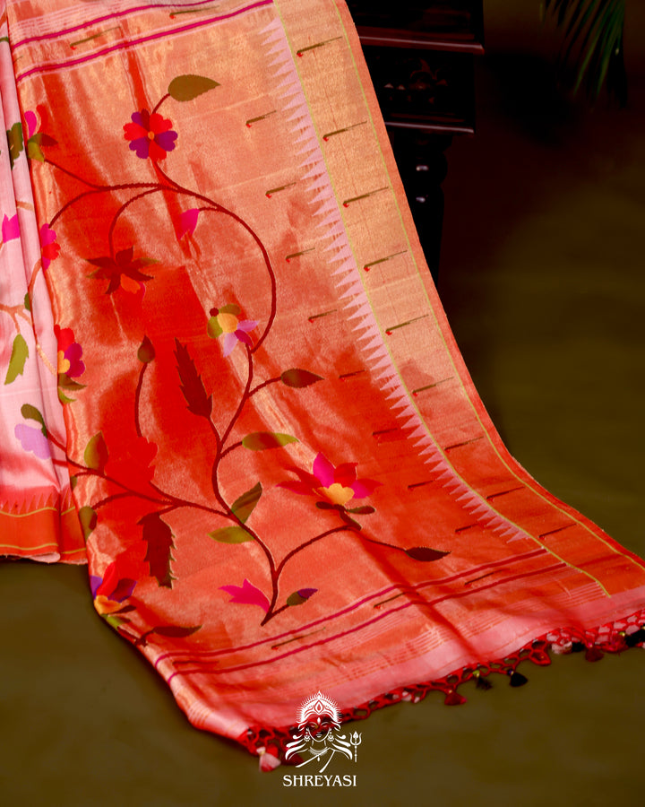 All-Over Paithani Silk Saree with Zari Pallu