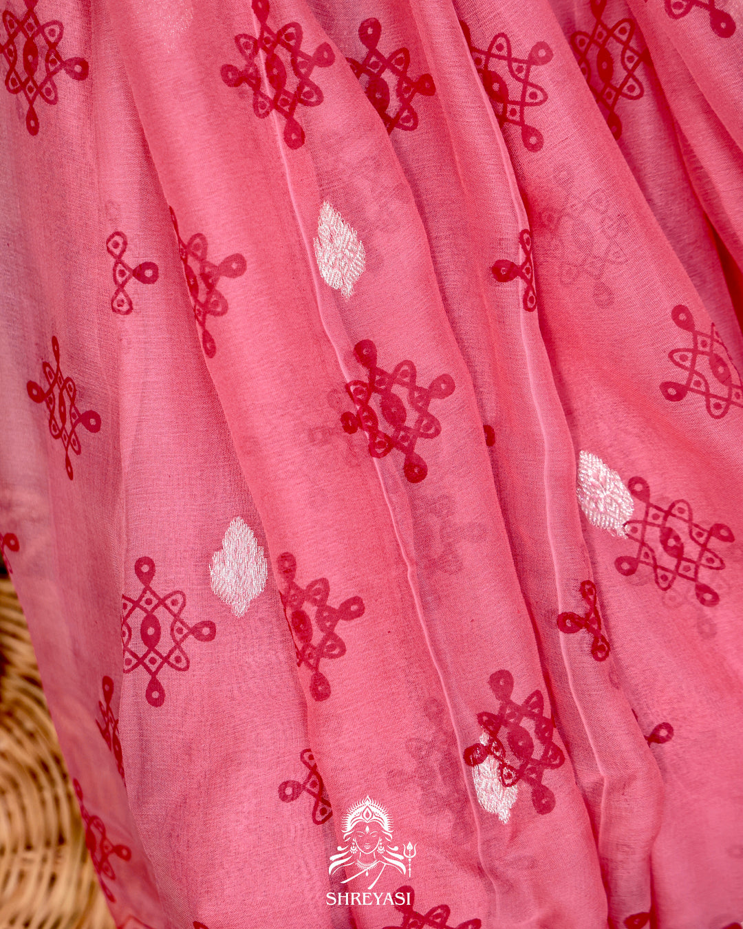 Banarasi Khaddi Chiffon Georgette Saree with Hand Block Motifs