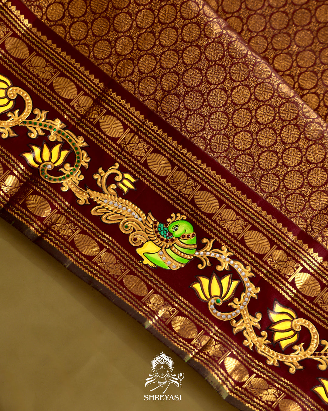 Kanjivaram Silk Saree with Tanjore Artwork