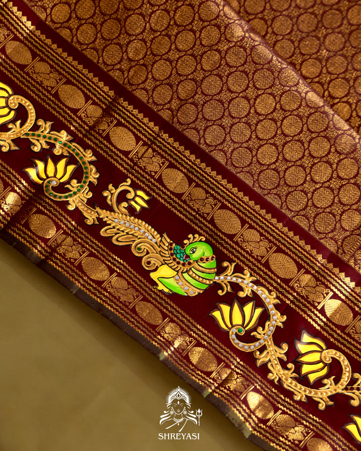 Kanjivaram Silk Saree with Tanjore Artwork