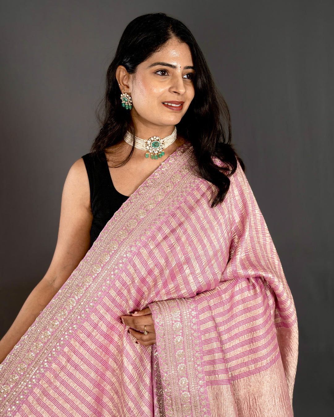 Pure Georgette Silk Saree with Heavy Embroidered Borders and Blouse
