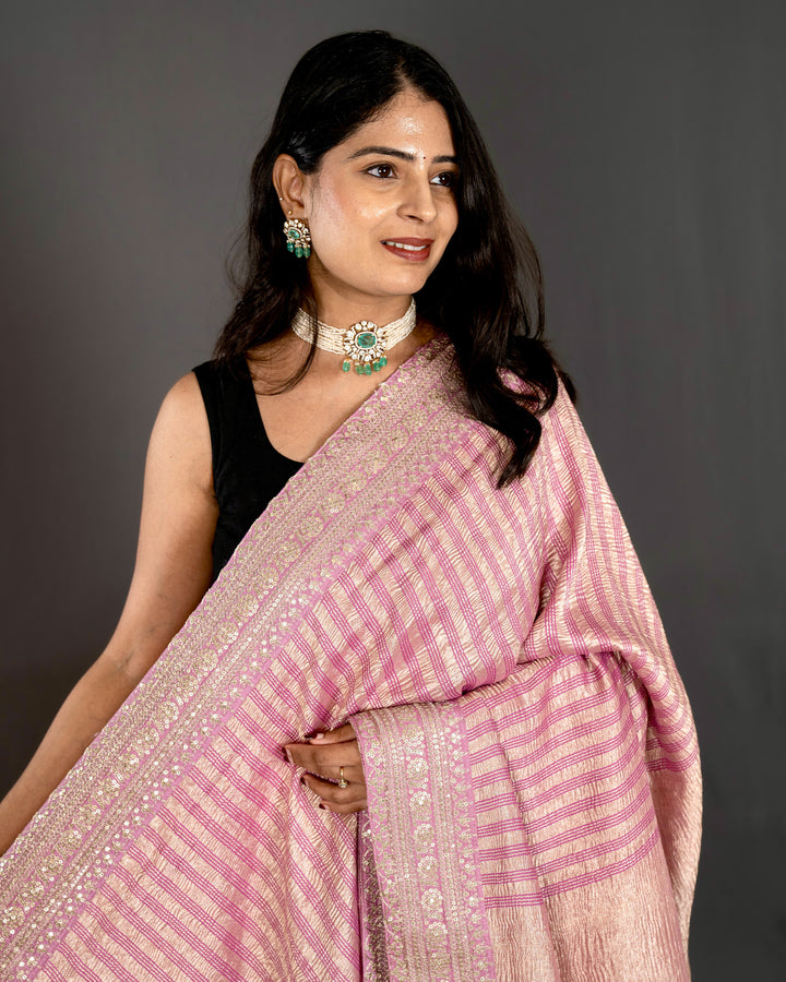 Pure Georgette Silk Saree with Heavy Embroidered Borders and Blouse
