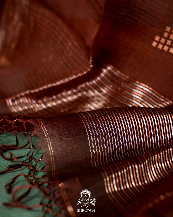Handloom Pure Double Thread Muslin Jamdani Saree with Sona Rupa Zari & Sequence Weaving