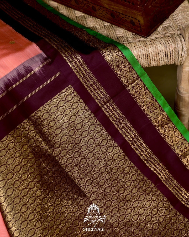 Handloom Pure Gadwal Silk Saree with Kuttu Korvai Border