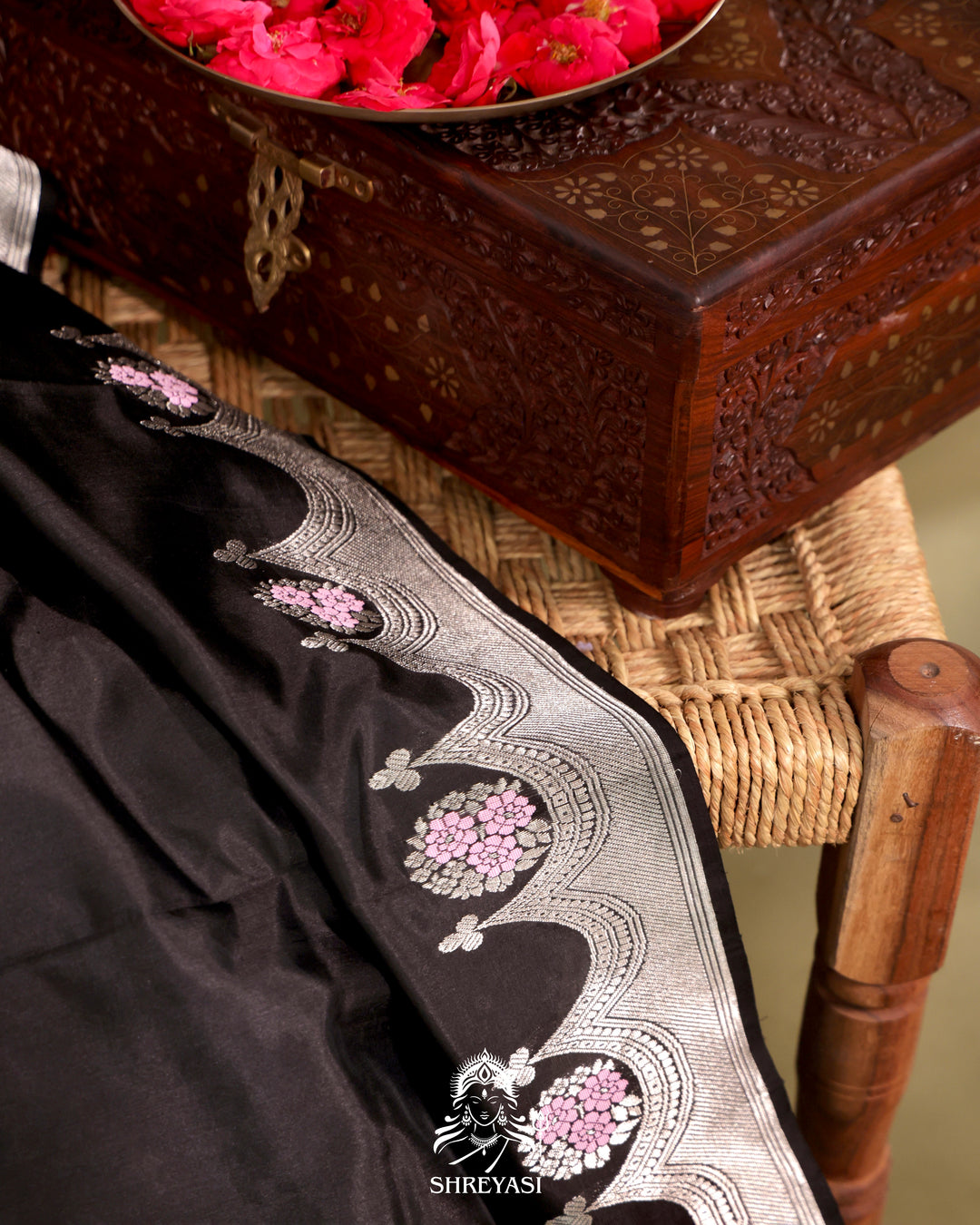 Chanderi Silk Saree with Silver Zari