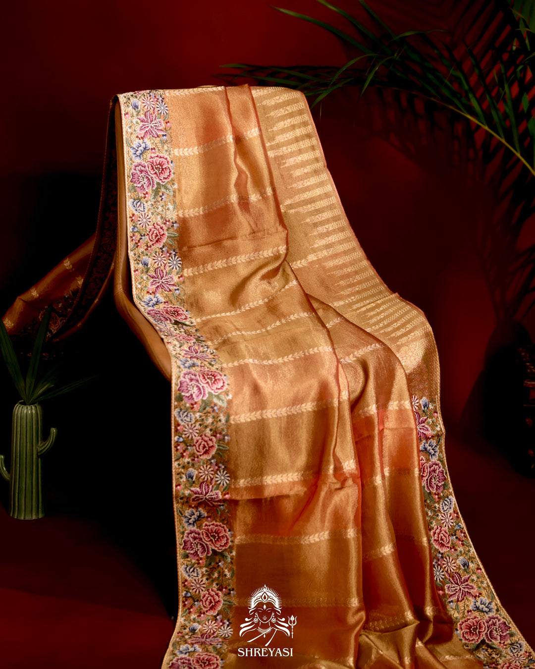 Banarasi Tissue Silk Saree with Petit Point Embroidery