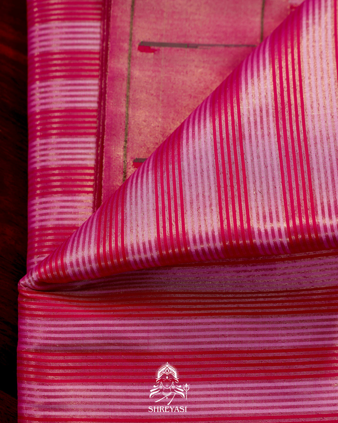 Paithani Silk Saree with Zari Line Weaving and Traditional Asawali Pallu