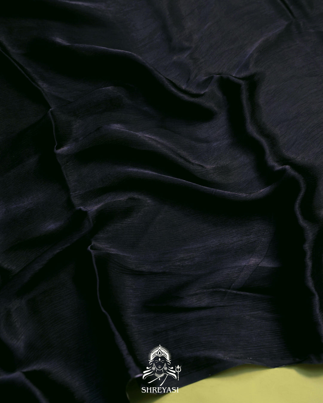 Black Chinon Satin Floral Saree with Embroidered Border