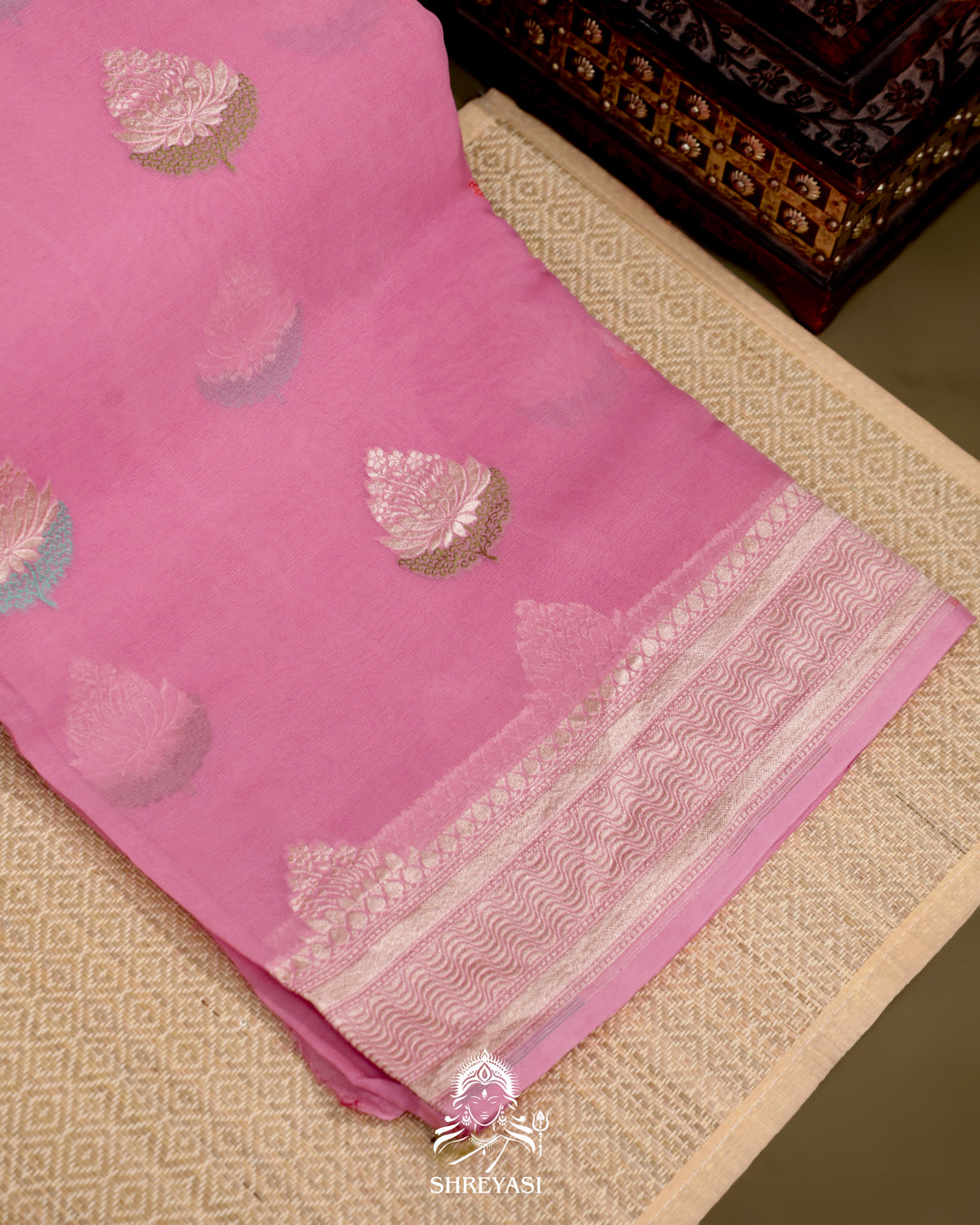 Banarasi Chiffon Khaddi Georgette Saree with Meenakari Weaving