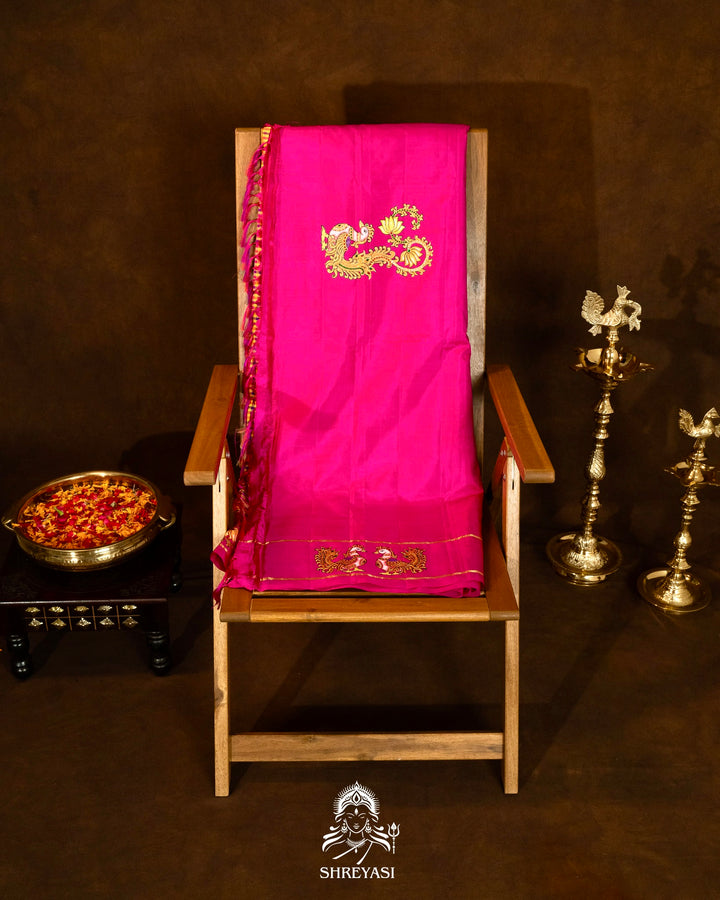 Traditional Tanjore Painting on Handloom Pure Kanjivaram Silk Sarees with Real Zari