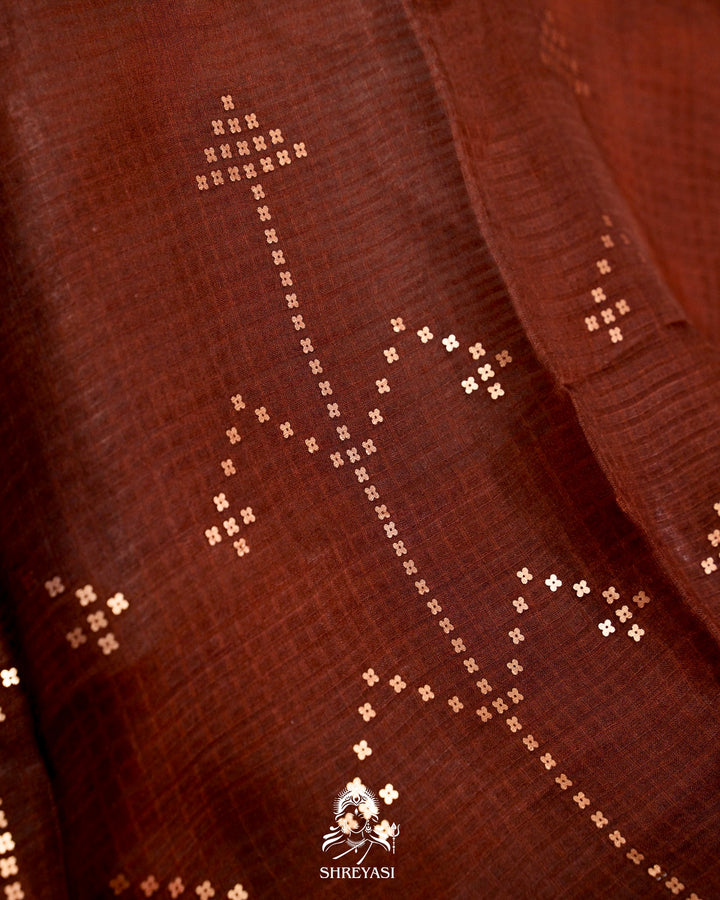 Handloom Pure Double Thread Muslin Jamdani Saree with Sona Rupa Zari & Sequence Weaving