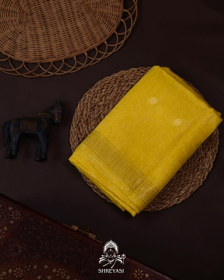 Handloom Pure Linen Saree with Zari Border