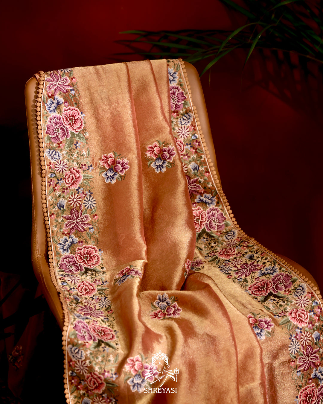 Banarasi Tissue Silk Saree with Petit Pointe Embroidery
