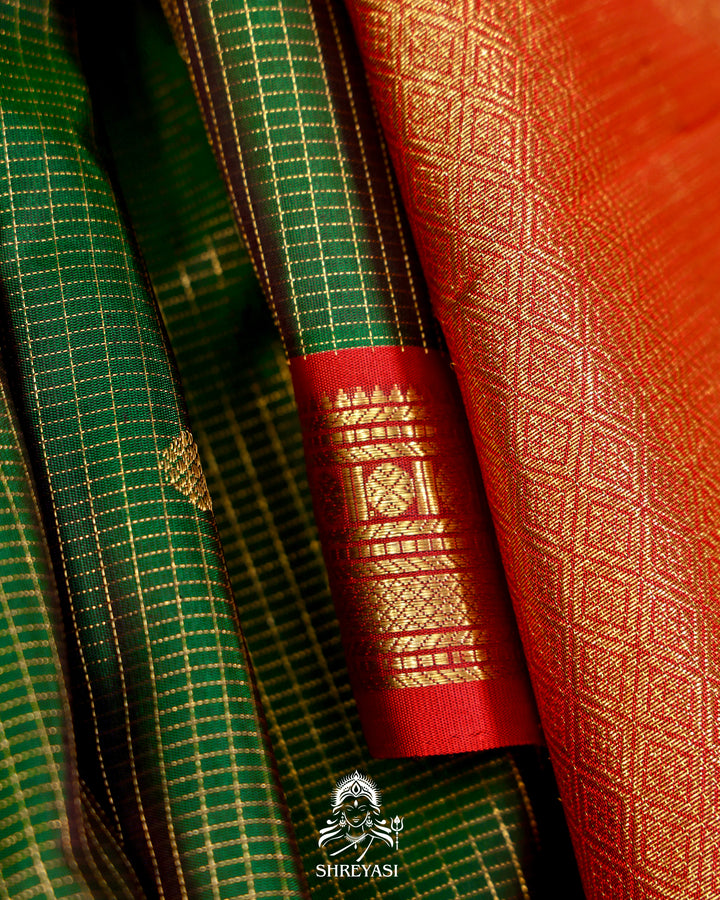 Kanjivaram Silk Saree with Real Zari and Vairoosi Weaving