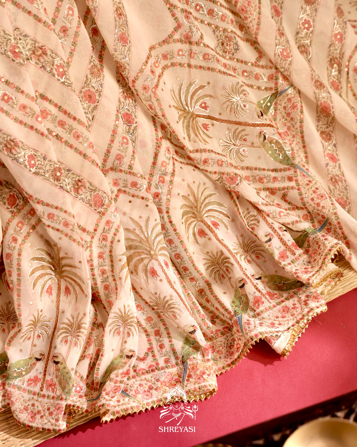 Georgette Saree with All Over Embroidery