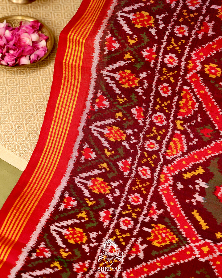 Handloom Rajkot Patola Silk Saree in 14 Motif Design