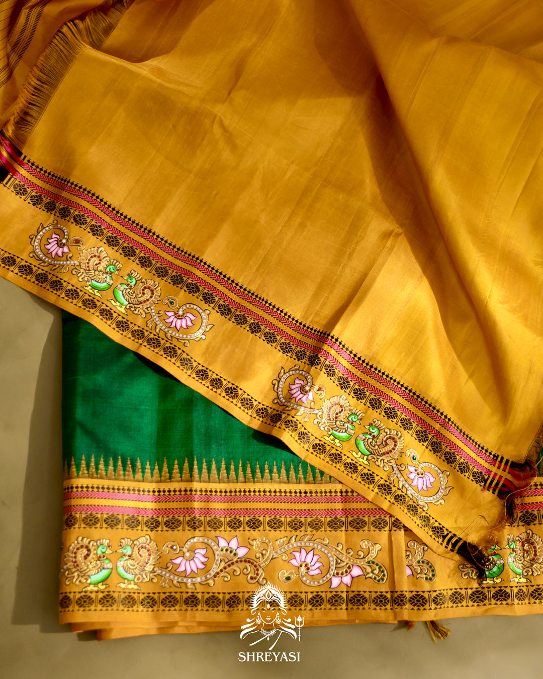 Kanjivaram Silk Saree with Tanjore Artwork
