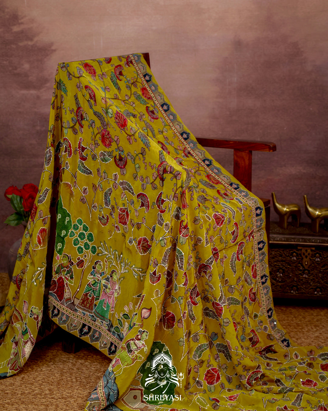 Pure Crepe Silk Saree with Kantha Embroidery