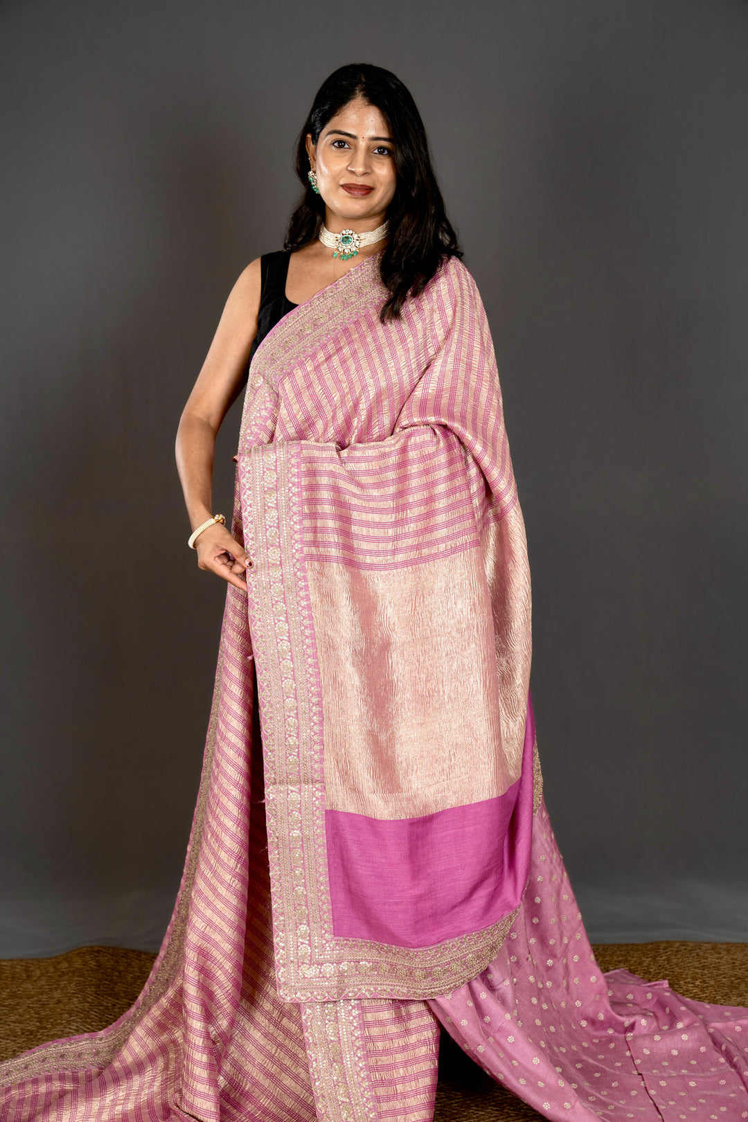 Pure Georgette Silk Saree with Heavy Embroidered Borders and Blouse