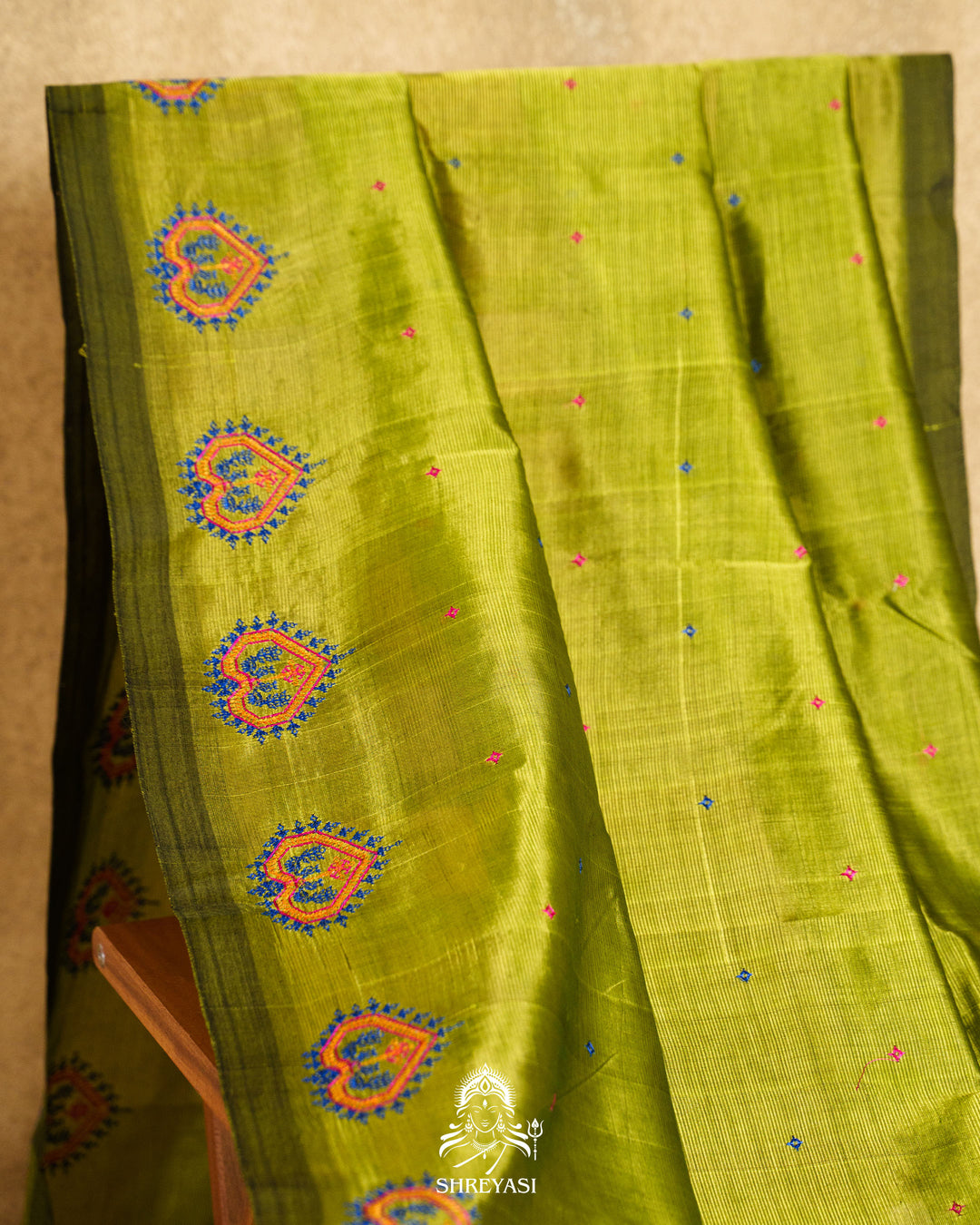Handloom Pure Mangalagiri Silk Sarees with Mirror Work & Embroidery | Pen Kalamkari Blouse