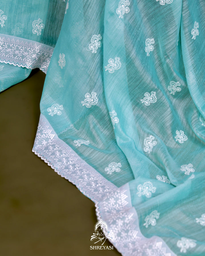 Linen Saree with Lace Borders