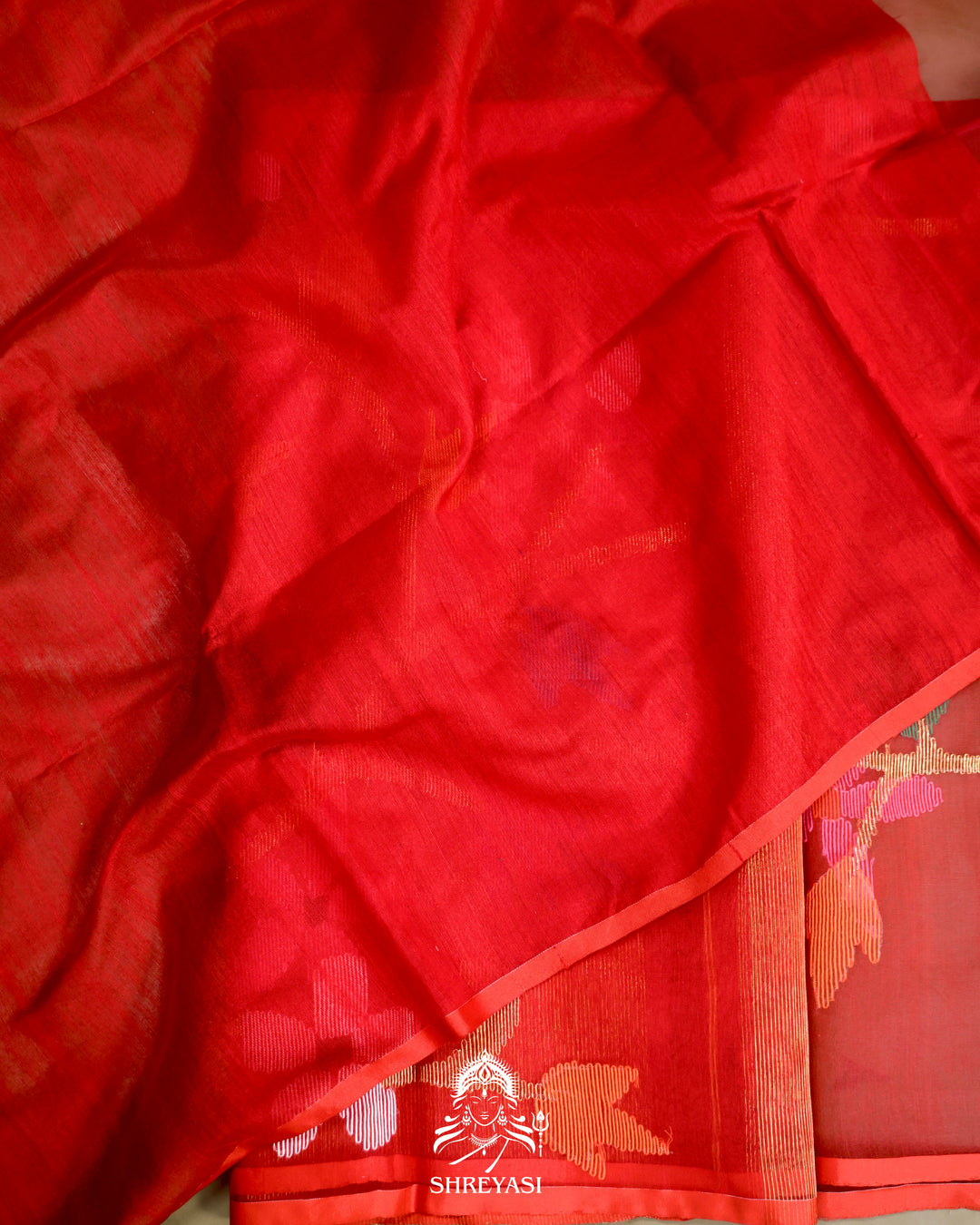 Handloom Pure Muslin Jamdani Saree in Full Jaal Needle Weaving