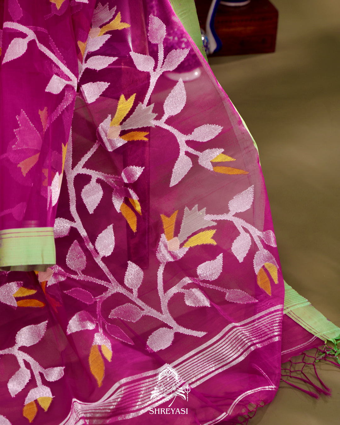 Muslin Jamdani Saree with Full Jaal Weaving