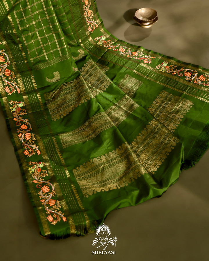 Kanjivaram Silk Saree with Real Zari and Tanjore Artwork