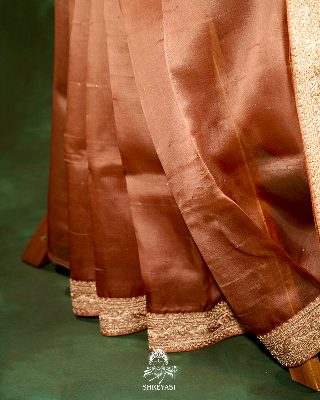 Pure Organza Silk Saree with Embroidered Border and Velvet Blouse