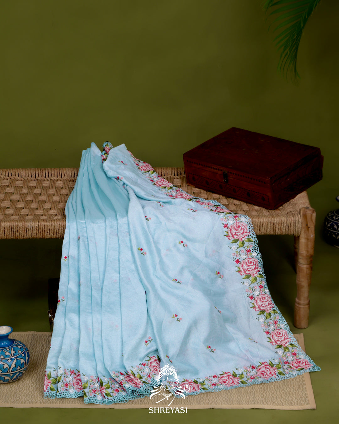 Tussar Silk Saree with Petit Point Embroidery