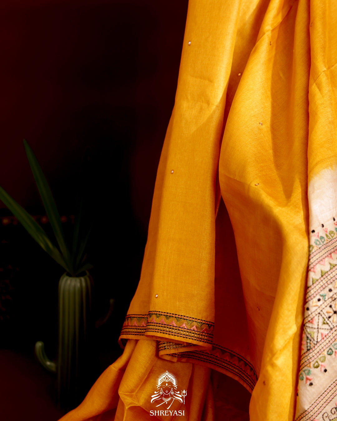 Tussar Silk Saree with Kantha Embroidery