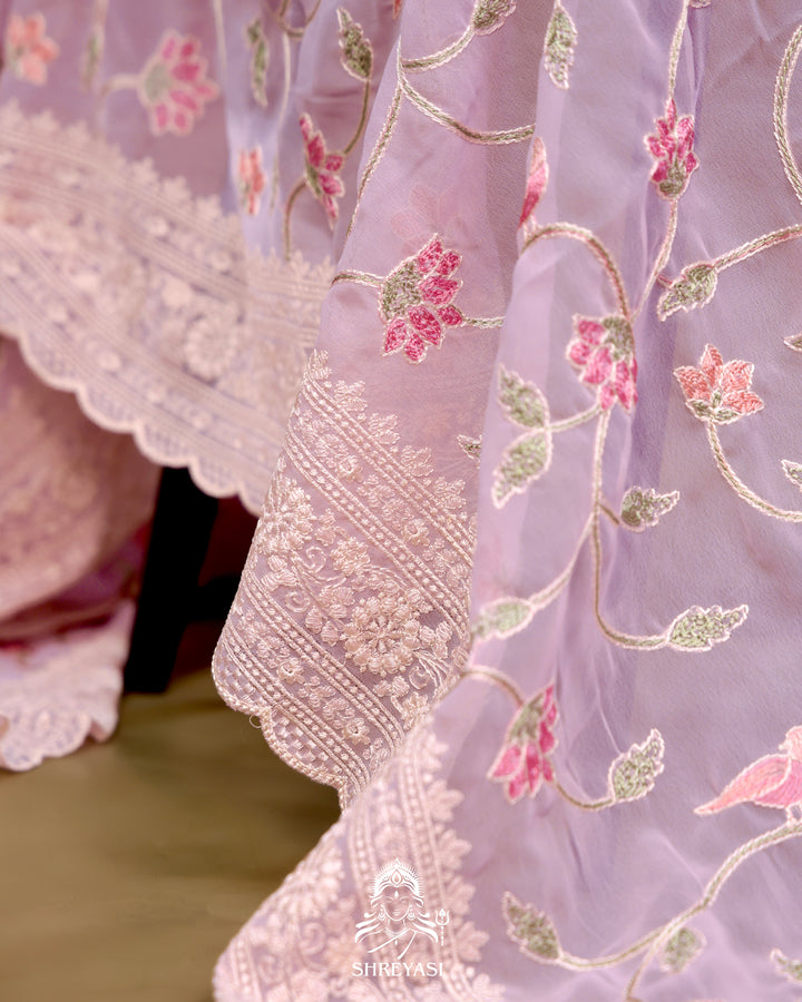 Georgette Saree with Chikankari Inspired Embroidery