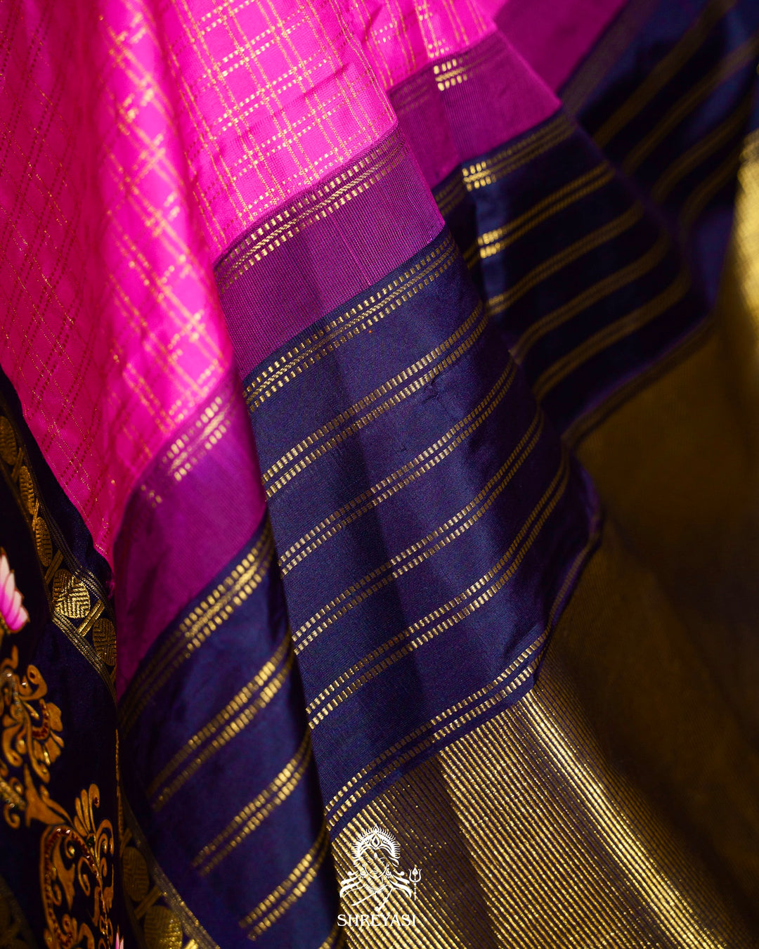 Traditional Tanjore Painting on Handloom Pure Kanjivaram Silk Sarees with Real Zari