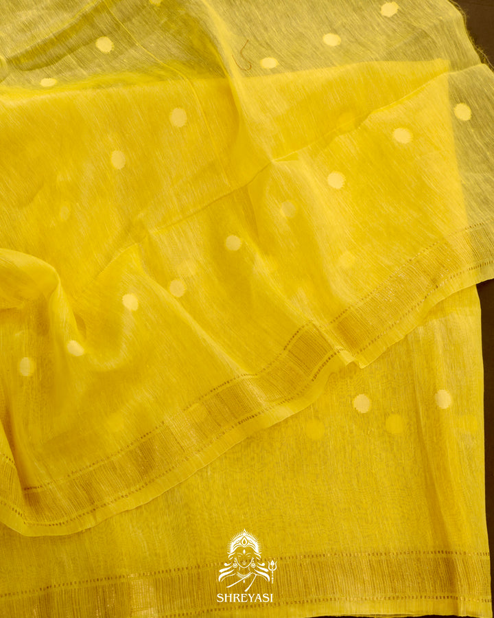 Handloom Pure Linen Saree with Zari Border