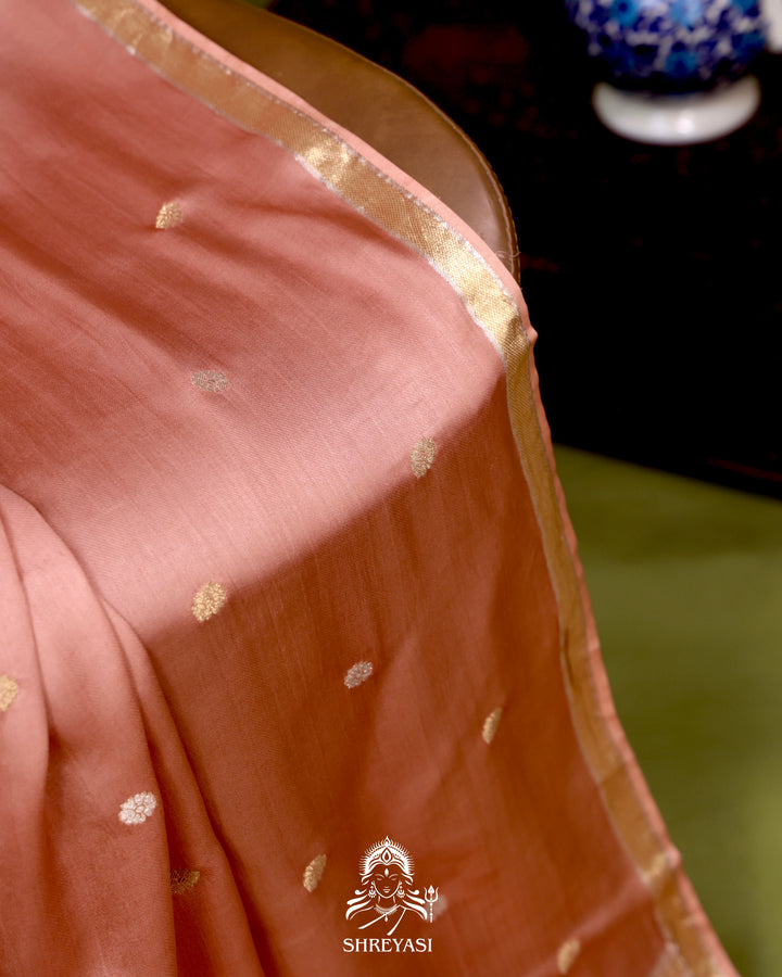 Handloom Pure Mashru Silk Saree with Sona Rupa Meenakari Bhutis and Nakshi Pallu