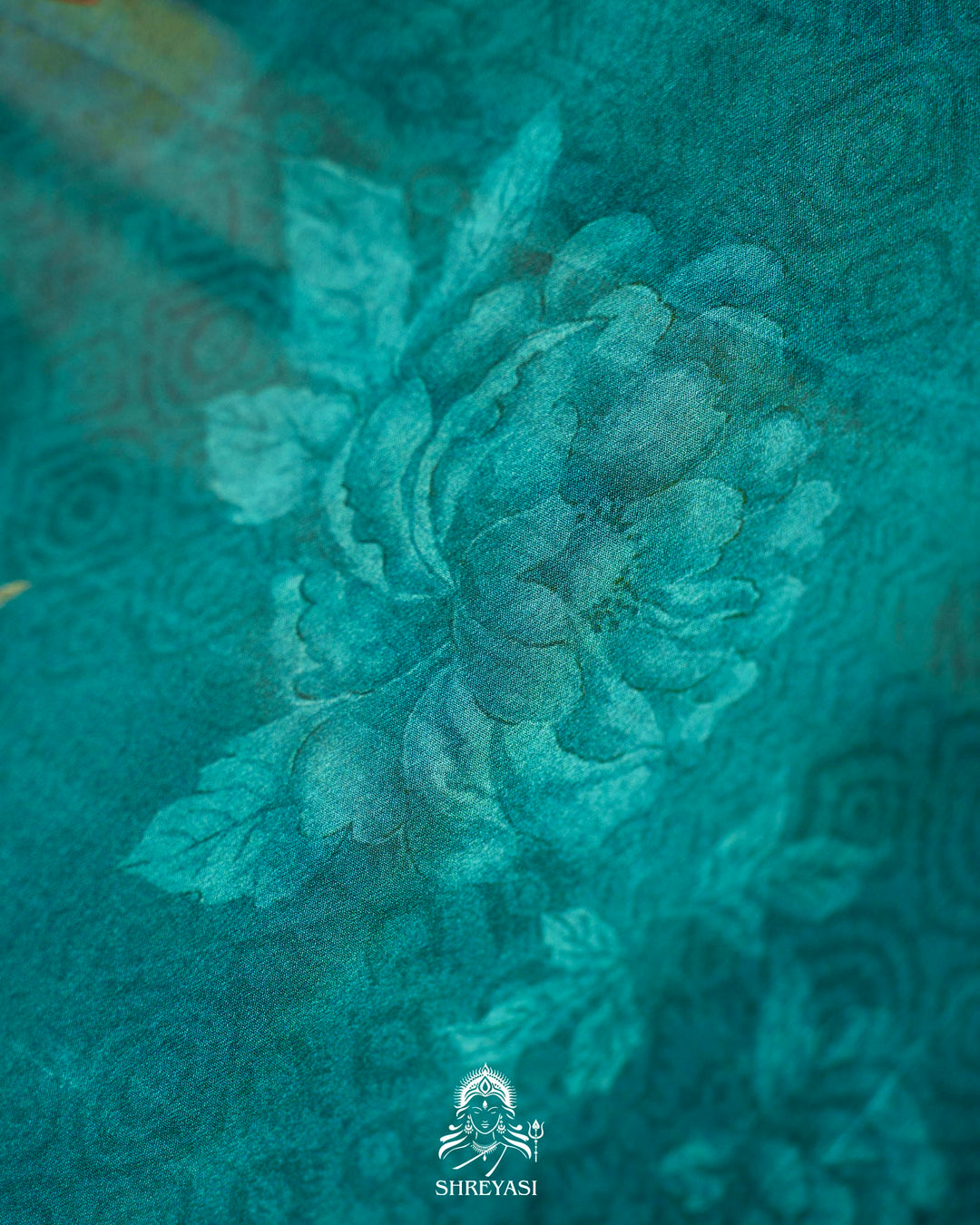 Floral Crepe Chiffon Saree with Embroidered Borders