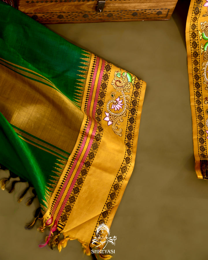 Kanjivaram Silk Saree with Tanjore Artwork