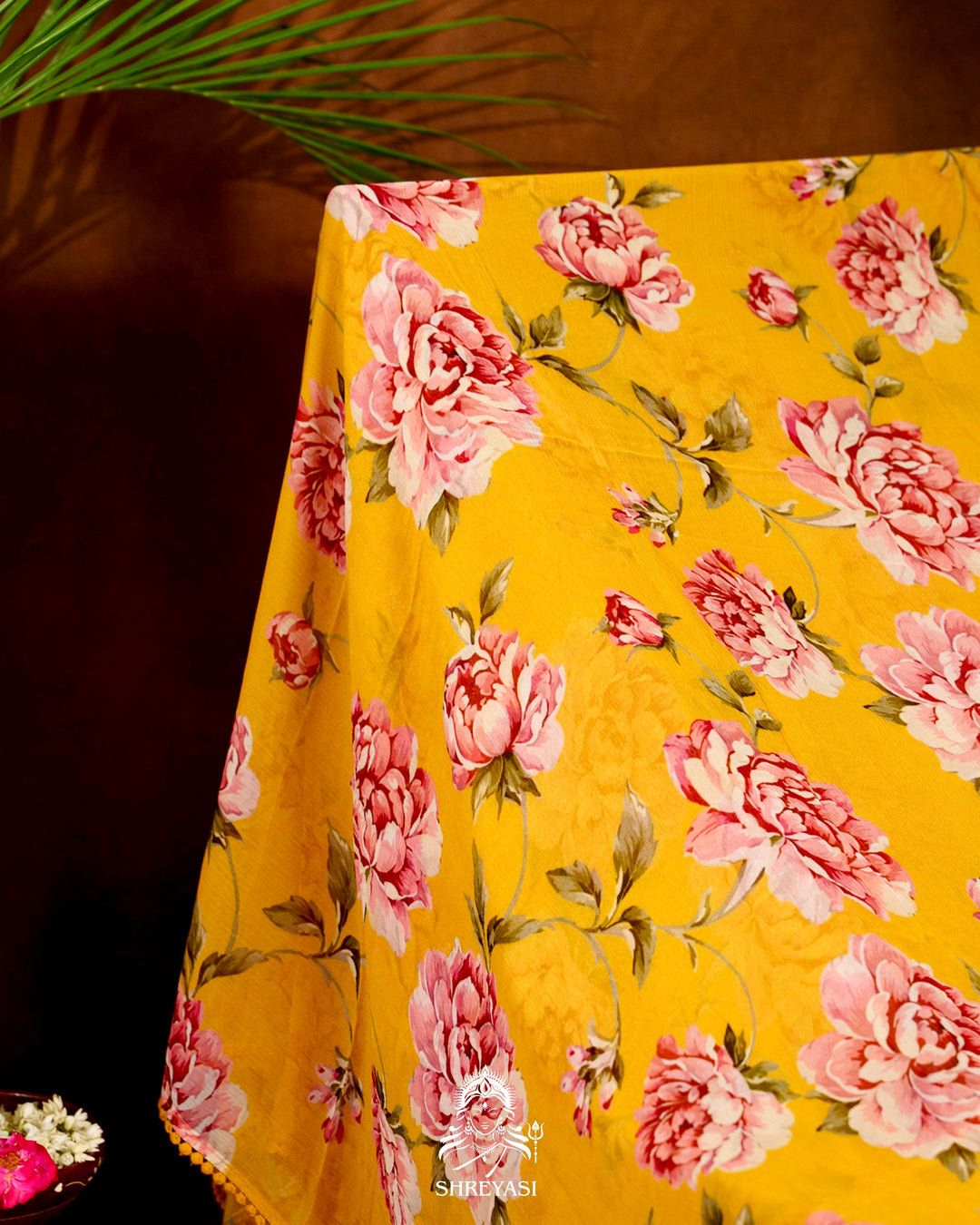 Pure Chiffon Floral Saree with Crochet Embroidery Border