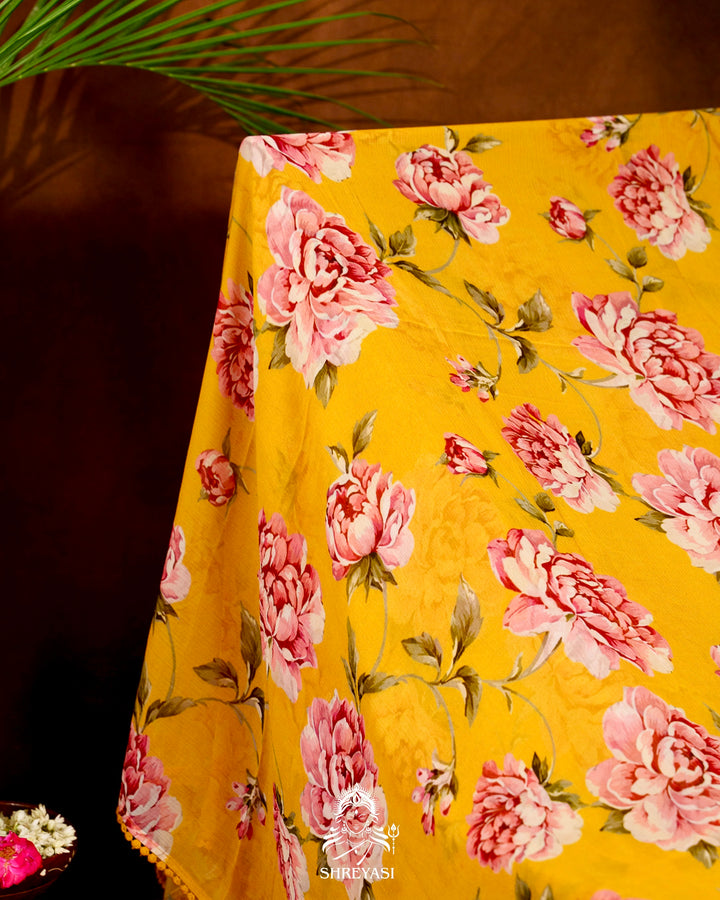 Pure Chiffon Floral Saree with Crochet Embroidery Border