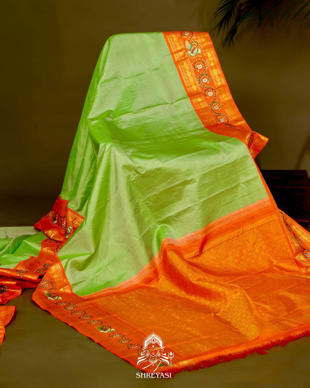 Kanjivaram Silk Saree with Tanjore Artwork