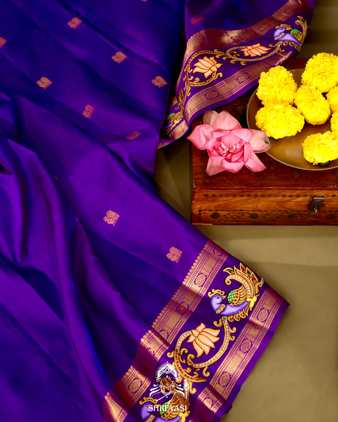 Kanjivaram Silk Saree with Tanjore Artwork