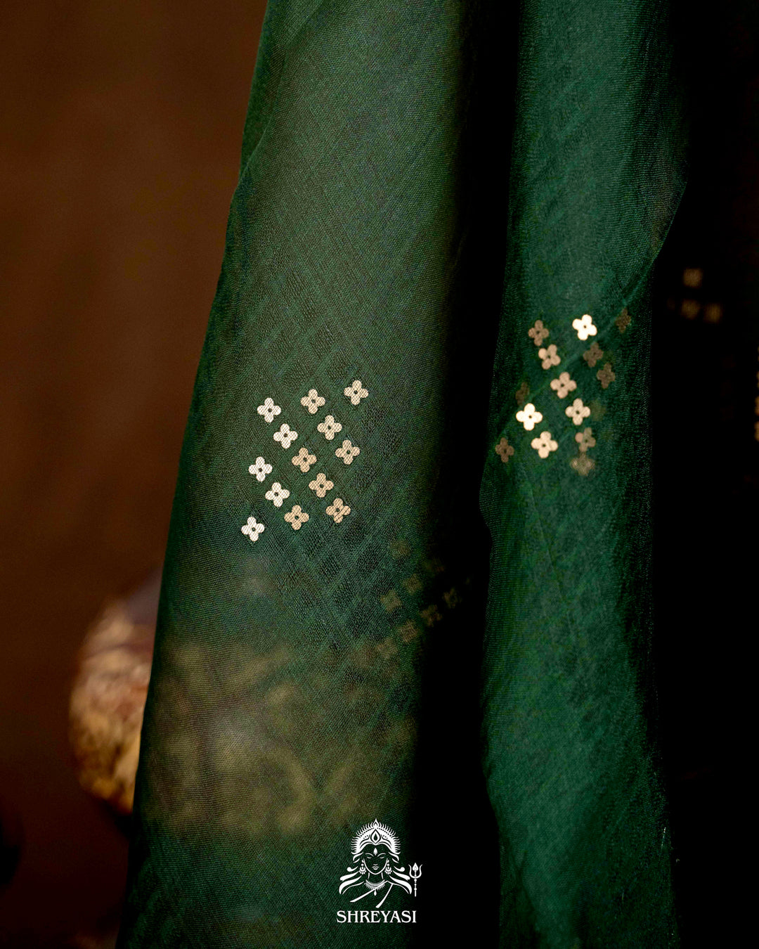 Handloom Pure Double Thread Muslin Jamdani Saree with Sona Rupa Zari & Sequence Weaving