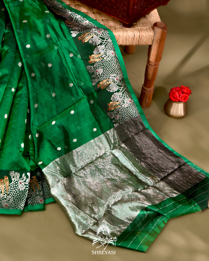 Chanderi Silk Saree with Meenakari Weaving