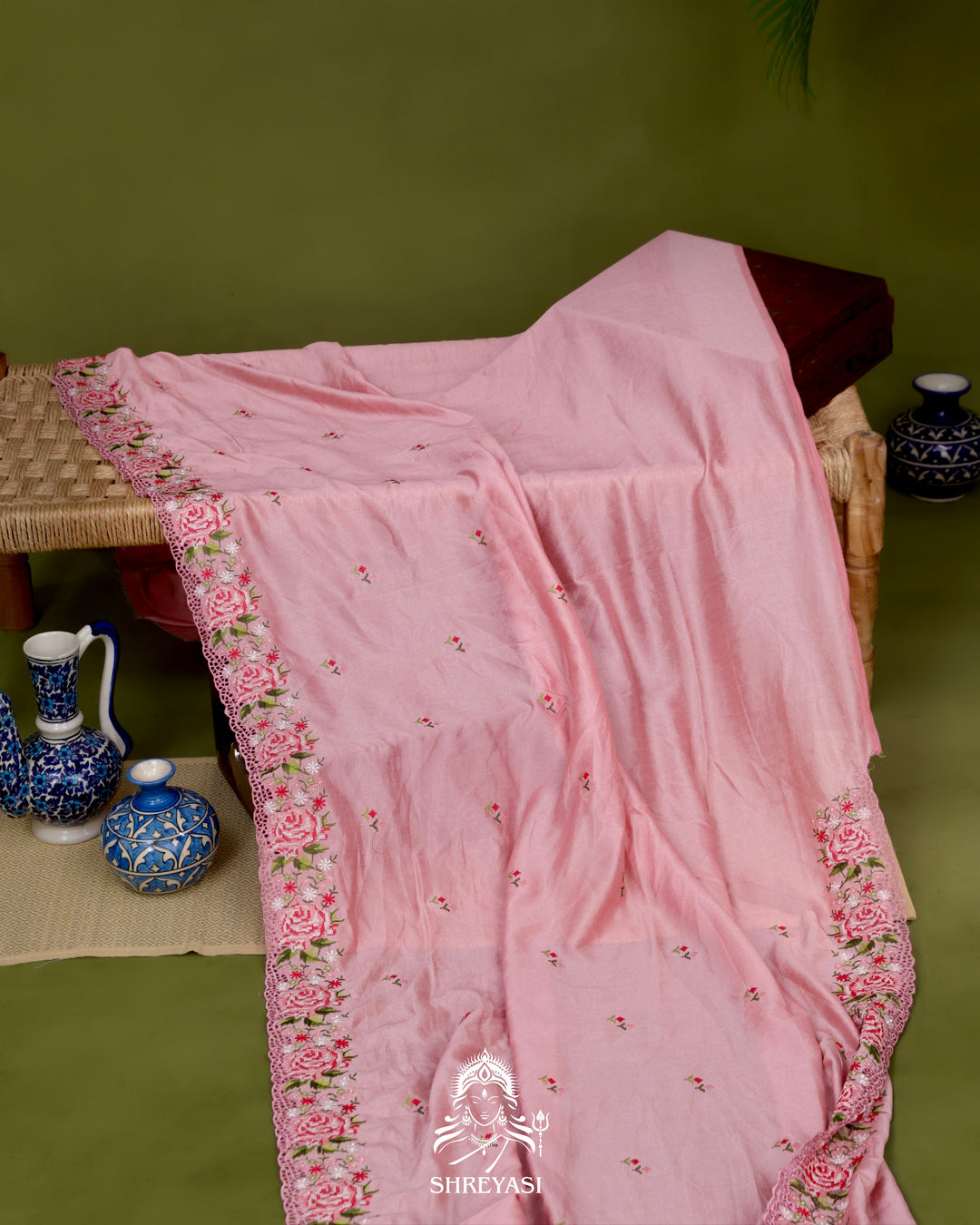Tussar Silk Saree with Petit Point Embroidery