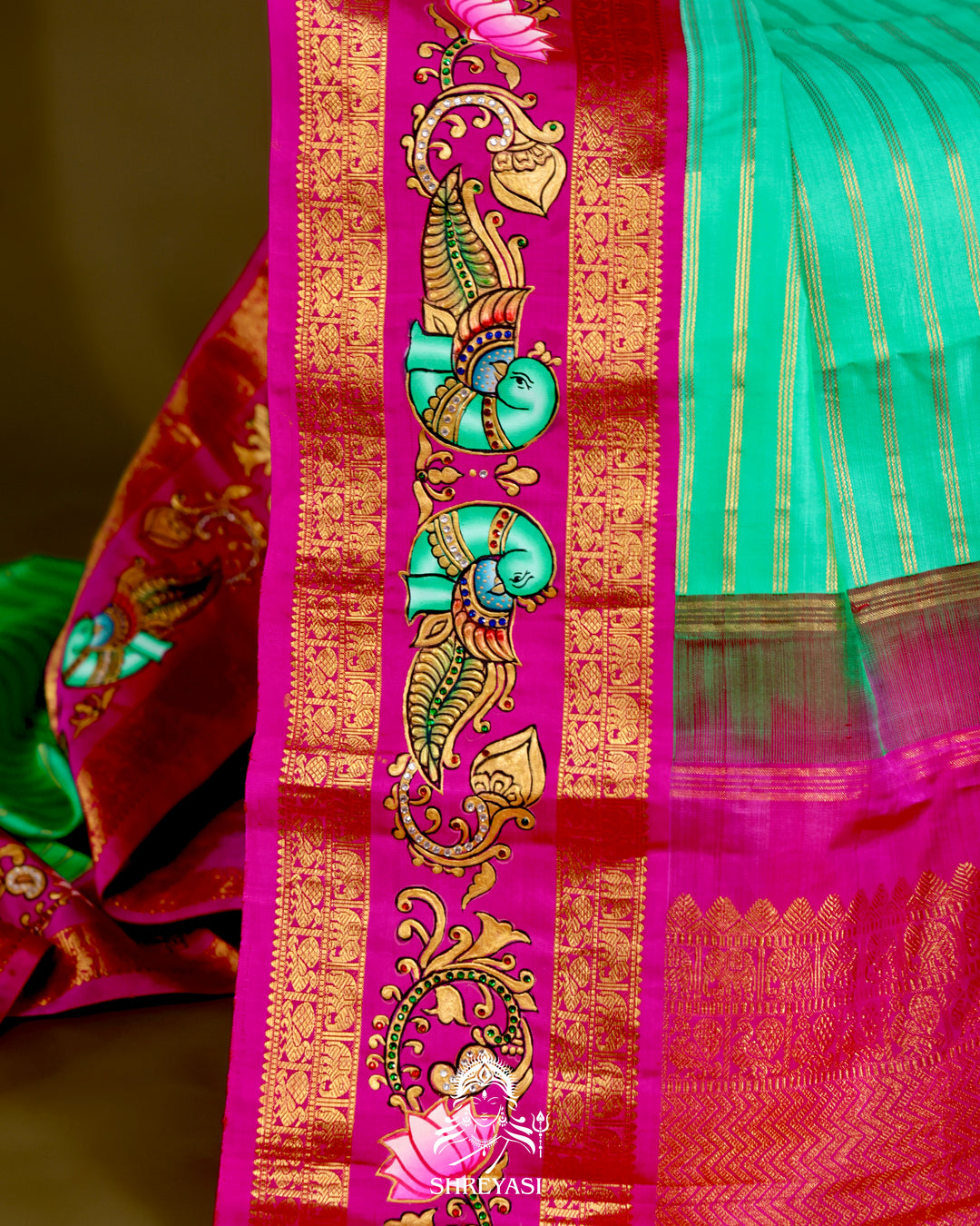 Kanjivaram Silk Saree with Tanjore Artwork
